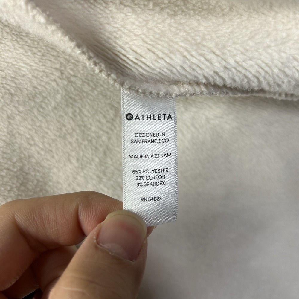 Athleta Cozy Karma Recover Full Zip Jacket Heather Cream Rose Gold SIZE Medium - Picture 4 of 9